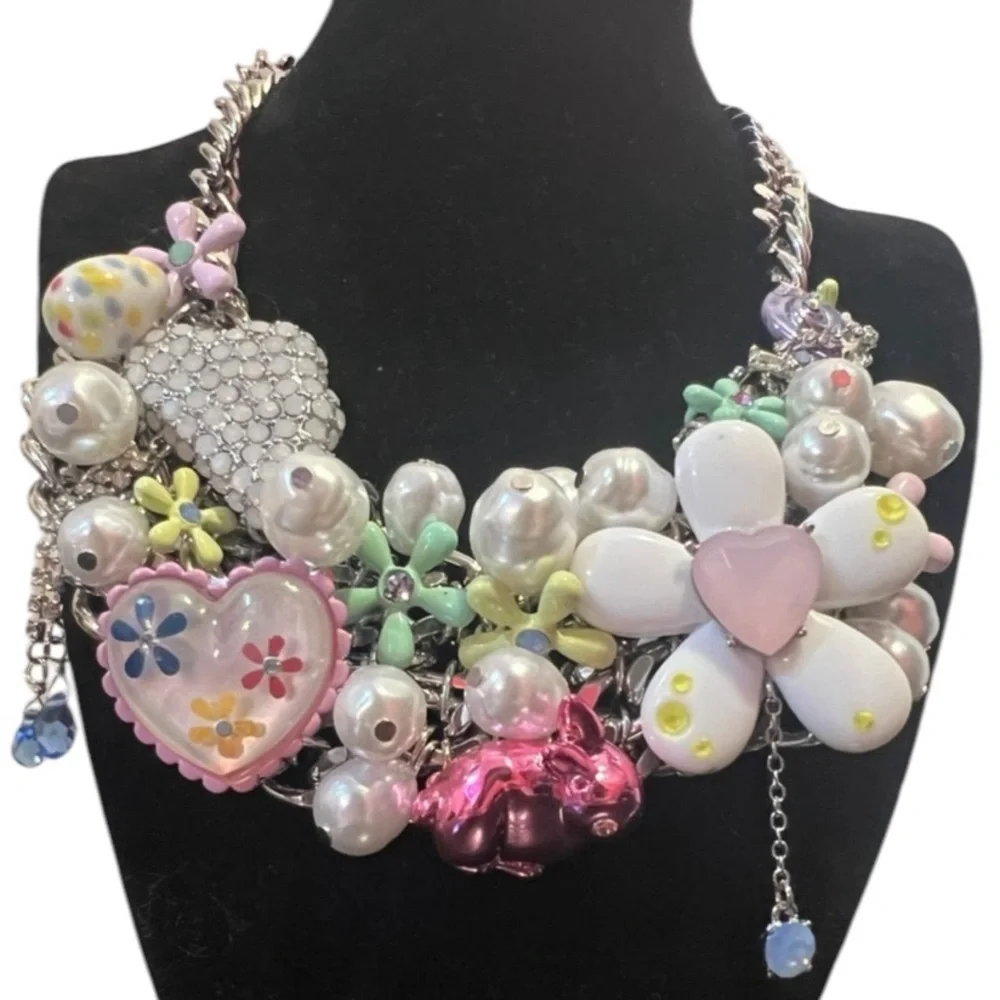 BETSEY JOHNSON Easter Hop To It Spring 2025 Revival Statement Necklace NEW NWT
